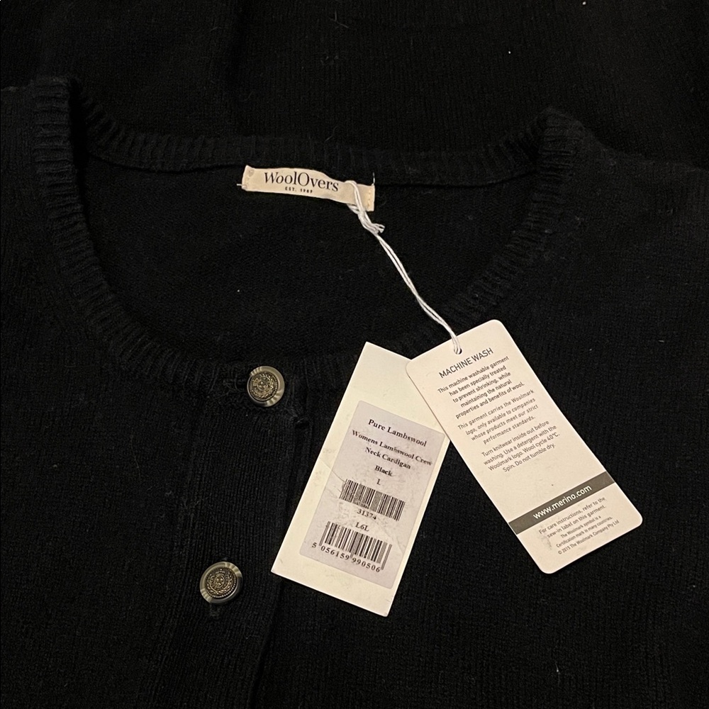 Woolovers Black Knit Button-Front Cardigan. Wool. - Picture 4 of 7